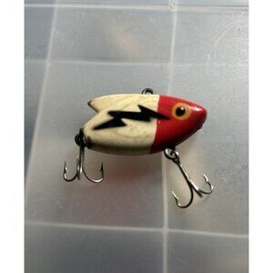 Vintage Heddon Sonic Red & White Black Lightning Crank Bait Panfish Crappie Bass